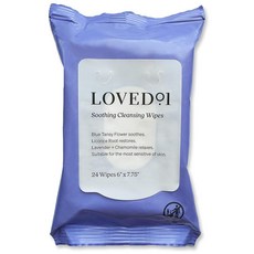 Loved01 수딩 클렌징 물티슈 민감한 피부용 클렌징 메이크업 리무버 물티슈 세럼 같은 마감 라벤더 향 물티슈 24장