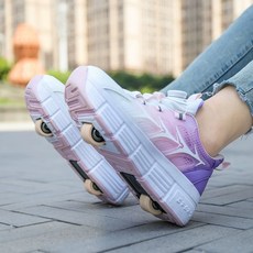 바퀴달린 신발 인라인 운동화 롤러 슈즈 스케이트 더블휠 001 흰색 녹색 네바퀴 수집 240, 1개, 2륜 668 핑크 (회전 버클)