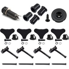 베이스 기타 하드웨어 43개 세트 튜닝 페그 핸들 스크류 페룰 스트링 리테이너 트리 14mm 부싱 바디 관통형 새들 픽업 재즈 프리시전 베이스용 블랙 2373249, 베이스 기타 하드웨어 43개 세트 튜닝 페그 핸들 스크