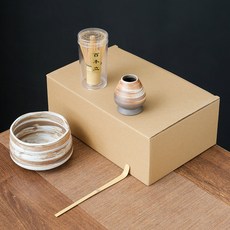 JODDA 도자기 말차 그릇 비주얼 차를 주문하는 도구 일본계 찻종 신상품, 핸드메이드 도자기/갈색/02, 4건, 1세트