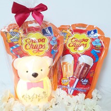 화분마당 화이트데이 러블리 핑크 리본베어 LED 무드등 막대사탕, 1개, 200g