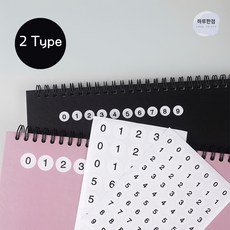 하루한점 0-9 원형 숫자 스티커 1장 숫자스티커, 70P