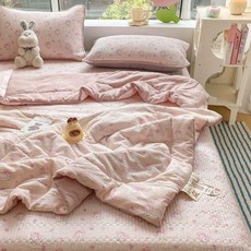 초정상점CHOJEONGSTORE 여름홑이불 쿨링이불 차렵이불, 달콤한 토끼, 싱글 침대 150x230 cm