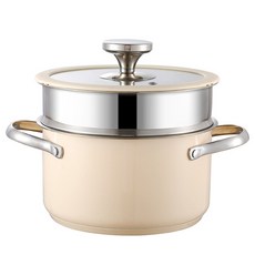 CookNest 미니 양수 인덕션 이유식 냄비 304 스텐 1인용 찜기 냄비, 1개, 찜기냄비18cm, 아이보리