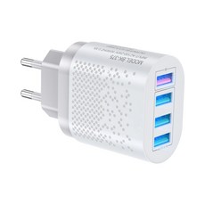 48W QC3.0 네 포트 USB 다기능 고속 충전기, 1개, 흰색