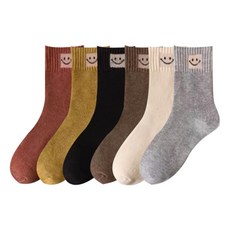 Wodemi 6入1組 微笑舒適厚實刷毛中筒襪 W489