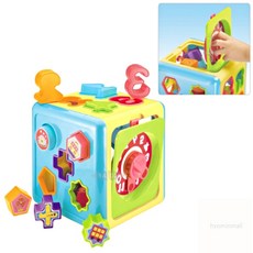 HM 다양한 놀이 세트 도형퍼즐 끼우기놀이, 옐로우외 혼합색상, 1개