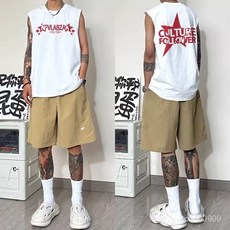 [臺灣發貨]美式ins潮牌休閒字母無袖背心男夏季寬鬆百搭運動坎肩打底衫