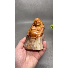 手作太行崖柏 彌勒佛 擺件 尺寸約7.5*5*9.5cm, 如圖所示, 1個
