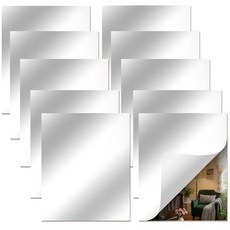 SOFPLATE 10피스 14.9 x 9.9cm(5.9 x 3.9인치) 아크릴 거울 시트 절단 가능한 자체 접착 거울 타일 작은 직사각형 비유리 반사 벽 스티커 침실 가정 체육