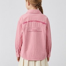 UPPERCUT 주니어 자수로고 옥스포드 셔츠 초등학생 레터링 긴팔남방 오버핏 코튼자켓 봄잠바 남녀공용