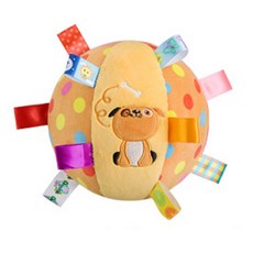 JoyBaby嬰兒玩具益智鈴鐺球，彩色標籤布球，練習抓握鈴鐺球, 1個, 小狗