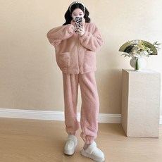 겨울 기모 임부복 세트 캐주얼 도톰 인산부 가디건 코트 + 조거 팬츠 상하의 투피스 세트 기질 여자 세트 CY