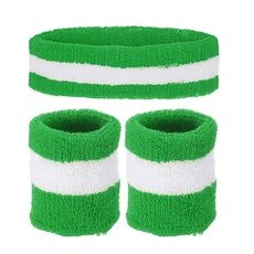 쿠쿠스토어 7x 2 인치 땀 흡수 밴드 세트 스포츠 테리 천 여성 남성, 01 7 x 2 Inch, 05 color 10