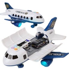 HT 收納飛機玩具套裝，消防主題，多款消防車模型，兒童益智玩具, 警察款, 1個