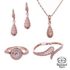 【Diamond Bazaar】玫瑰金晶鑽超值四件套組_A-DB-002-2, 1個