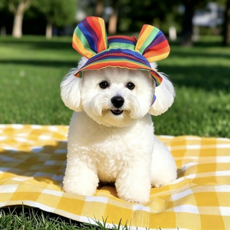 Lavitree강아지 고양이 펫 귀여운 스트라이프 썬캡, 1개, A