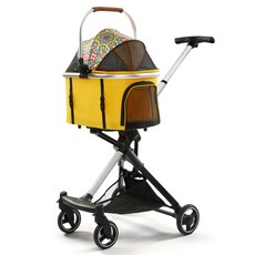 可伸縮折疊輕便型中小型犬貓寵物推車, 1個, 黃色