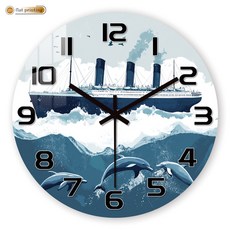 호환 10인치 빈티지 책 테마 원형 벽시계 무소음 스윕 무브먼트 - 큰 검정색 흰색 페이스 - 인조 목재, 10 Inch, Style