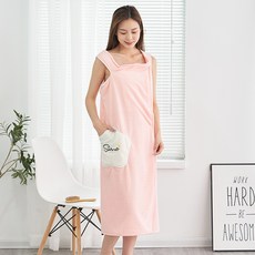 成人吊帶浴裙 珊瑚絨星星款 吸水性強浴巾 女用浴袍 居家沐浴穿搭 不易掉毛材質 #櫻桃粉 #100*125cm(60kg以下), 100*125cm(60kg以下)