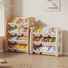 現貨】 兒童玩具收納架寶寶置物玩具架分類整理箱多層家用儲物櫃繪本書架, 玫紅,小熊玩具架組合八（極速發貨）