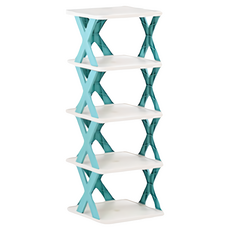 多層X型鞋架 多層鞋架 分層鞋架 拖鞋架 組合鞋架 室內鞋架, 北歐藍【5層】, 1個