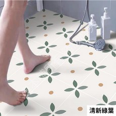 【奧本舖】[樣品專區]地板貼樣品 浴室地板貼 浴室防滑貼 30 30 自黏地板貼 地板貼皮 廁所地板貼 浴室地貼, 1個, 清新綠葉(30×30公分)