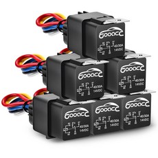 GUACC 6팩 자동차 릴레이 하네스 세트 5핀 3040A 12V SPDT연동 소켓 및 포함 2년 보증, Waterproof Relay 6