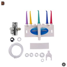 水龍頭沖牙器 清潔SPA 牙齒矯正家用清潔 不插電, 1個, 彩色版沖牙機 銅製分水器 送五隻噴頭