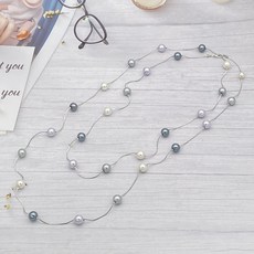 秋冬新款長款毛衣鏈 氣質多層珍珠項鏈 時尚服飾配飾, N012長項鍊(153cm)-白K, 1個