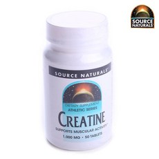 SOURCE NATURALS 無麩質無糖肌酸錠 1000mg, 50顆, 1罐
