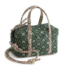 Vera Bradley 여성용 프리미엄 면 미니 오리지널 더플 크로스바디 백 겨우살이 격자 원사이즈