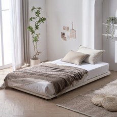 까사 험블 무헤드 저상 침대 + 유로탑매트리스, 크림화이트