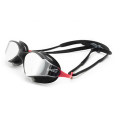 SAEKO 一體成形電鍍防霧成人泳鏡 Blade Mirror S53UV, 黑框紅帶銀鏡, 1個