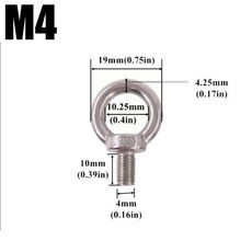 스텐아이볼트 고리나사형 M4 M5 M6 M8 스테인리스 스틸 리프팅 헤비 듀티 원형 링 홀 고정 와이어 로프, 3PCS, 3)M4