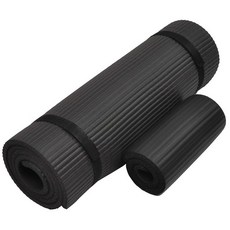 Everyday Essentials 1.3 cm(1/2 인치) 엑스트라 두꺼운 고밀도 찢어짐 방지 운동 요가 매트 무릎 패드 및 휴대용 스트랩 포함 블랙