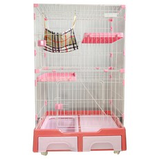 有喵病 抽屜式貓砂盆, 1個, 有喵病抽屜式貓砂盆三層貓籠-粉