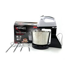 SCARLETT手持立式兩用電動攪拌機，七段變速，多種攪拌頭，1.7L大容量，家用烘焙好幫手, 黑白色, 1個