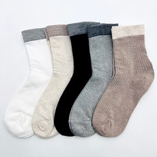 국내생산 여성 무압박 투톤 골지 임산부 발목 조임없는 양말 5켤레, 골고루 5켤레