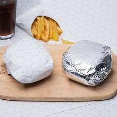 이중 호일지 500장 수제 햄버거 샌드위치 베이글 타코 치킨 튀김 식품포장지 깔개 유산지 쿠킹호일, 실버 벌집