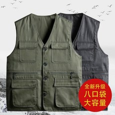 羅小虎 春秋男款多口袋釣魚攝影旅遊馬甲背心，寬鬆透氣戶外休閒坎肩外套