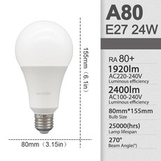 0 LED 전구 E27 AC 0V 220V 3W 8W 9W 2W 5W 20W 24W A60 G45 램프 홈 조명 흰색 절약, A60 24W, 6000K Cold white, 6000K Cold white, 1개