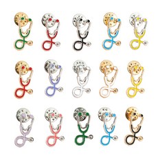 의사 간호사 재킷 코트 옷깃 핀에 대 한 15pcs 미니 청진 기 브로치 핀