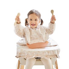 아크미 자기주도 식탁 일체형턱받이 이유식앞치마 긴팔턱받이, 베이지, 1개, 1개입