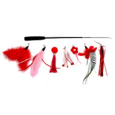 딩동펫 컬러풀 낚싯대 8종 세트 고양이 장난감, 레드, 1세트