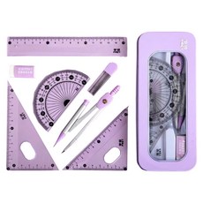 斑馬麥麥 學生專用圓規尺 7件套, 紫色, 1套