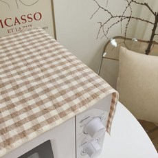 목화베리 전자레인지 커버 파스텔 체크 다용도패브릭 덮개 (제작75*35), 연노랑커버