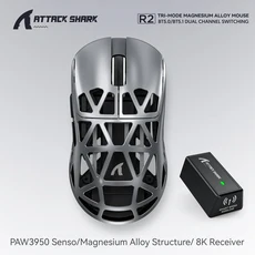 R2 ATTACK SHARK 마그네슘 합금 무선 게이밍 마우스 42000DPI PAW3950 센서 750IPS 8000Hz 고주사율 FPS, 02 R2 Silver