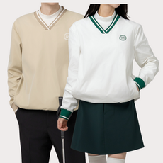 베러투데이 남녀공용 골프웨어 브이넥 라인 포인트 오버핏 긴팔 바람막이