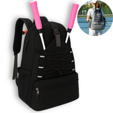 온새라핏 테니스 배드민턴 라켓 대용량 백팩 가방, 블랙, 1개